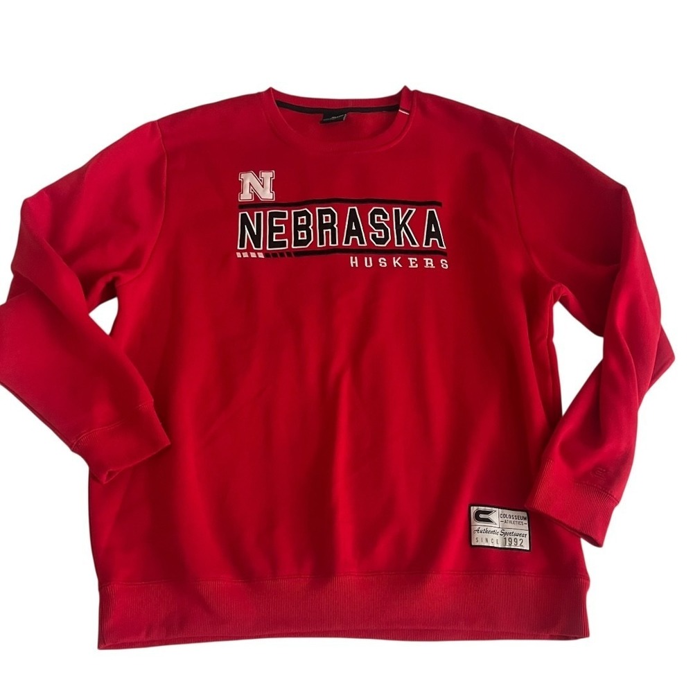 Colosseum‎ Nebraska Huskers Mens XXL Red Crewneck Sweatshirt Embroidered Big Ten